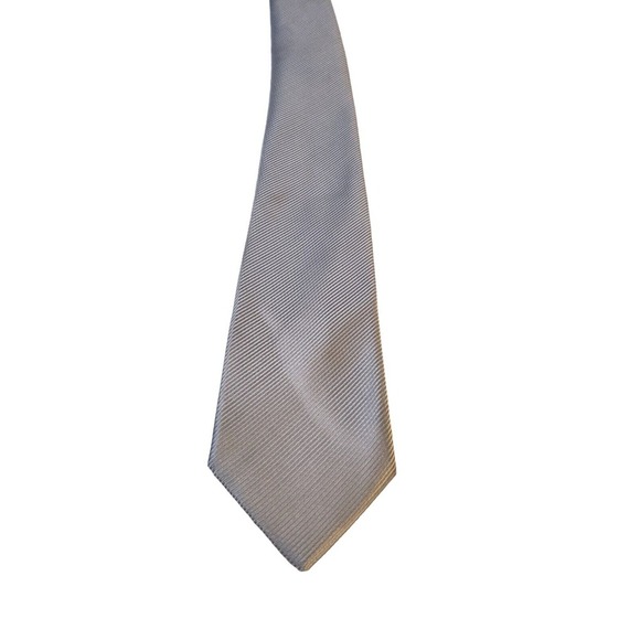Geoffrey Beene Repp Gray 100% Silk Luxury Men Neck Tie Wedding Business Everyday - Picture 1 of 12